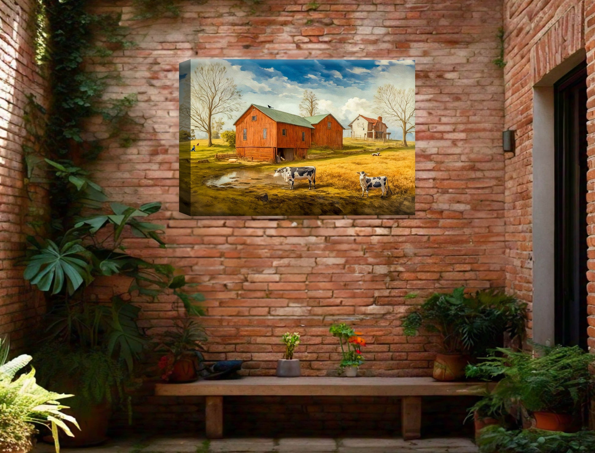 Farm Image - Canvas Wrap - Waterproof on Patio 3 Wall