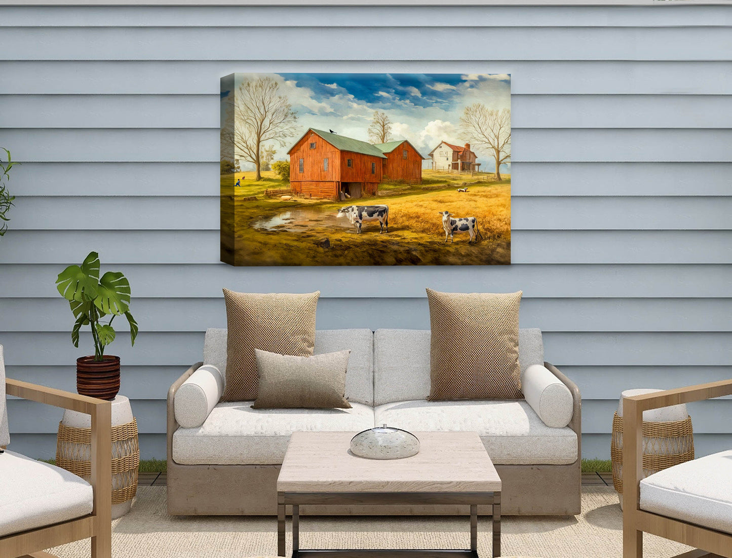 Farm Image - Canvas Wrap - Waterproof on Patio 1 Wall