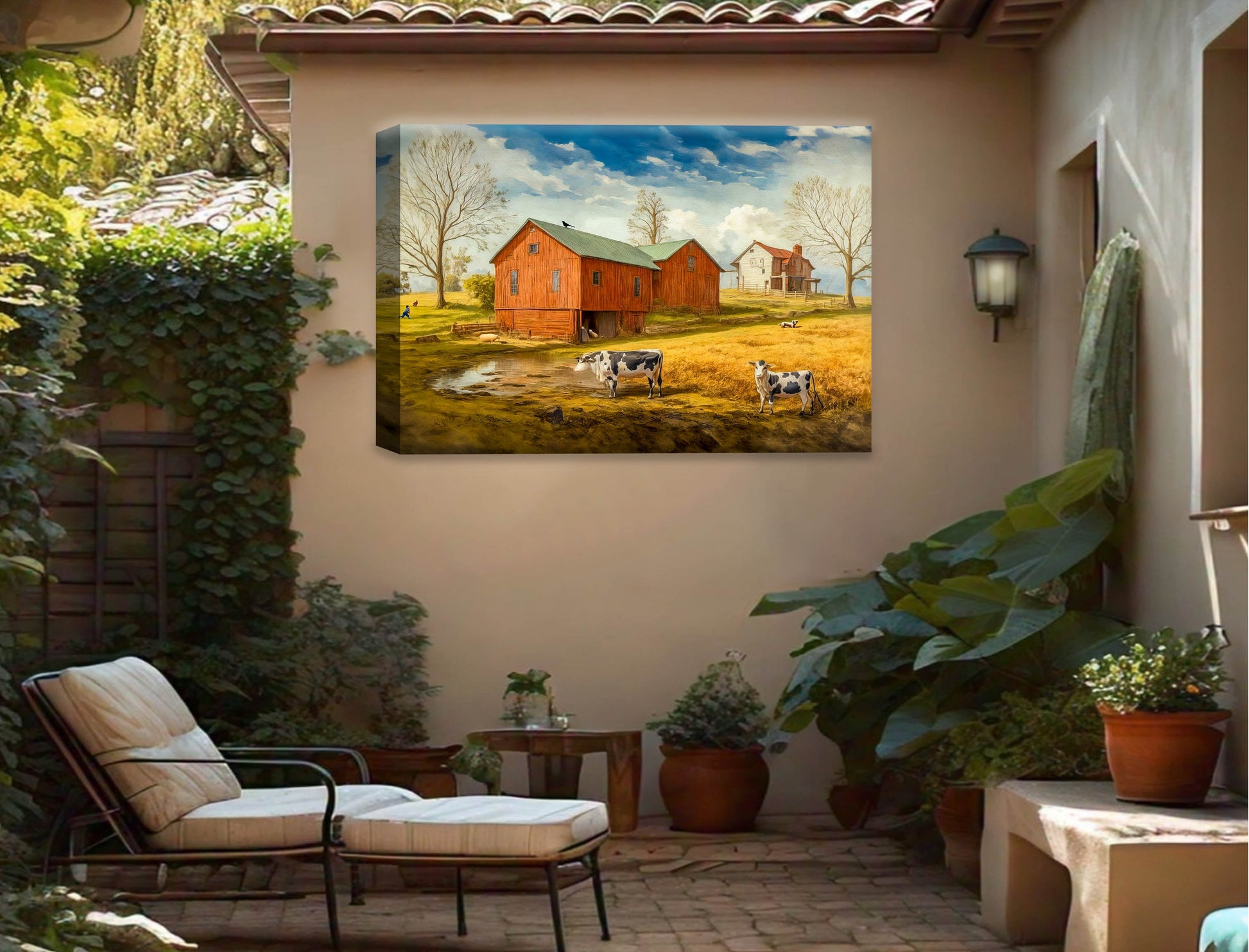 Farm Image - Canvas Wrap - Waterproof on Patio 4 Wall