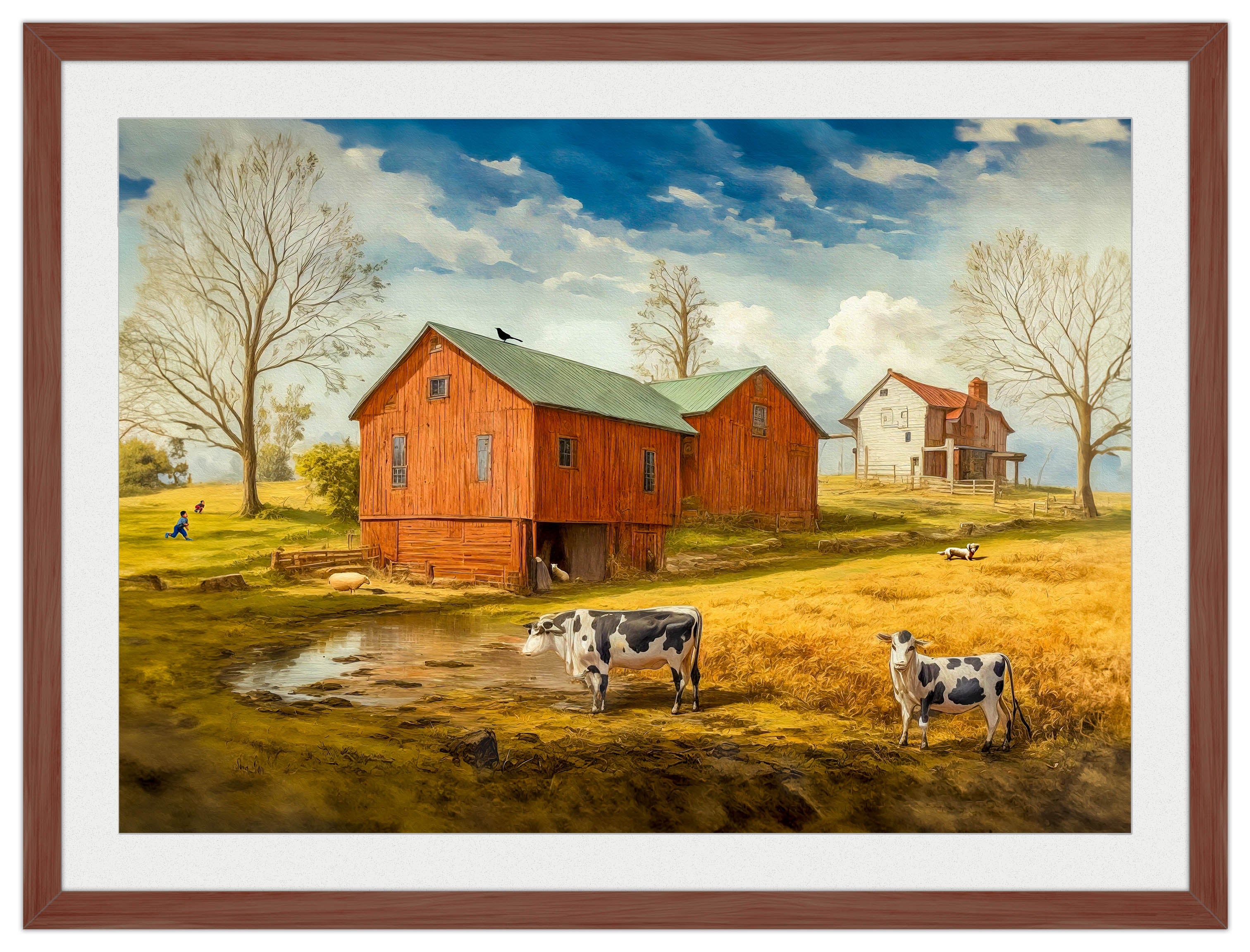 Farm Image - Framed Photo - Mahogany Frame