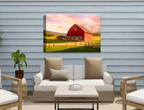 Painting of a Red Barn standing on a Field.  Printed on Waterproof Canvas on Outside Wall 2