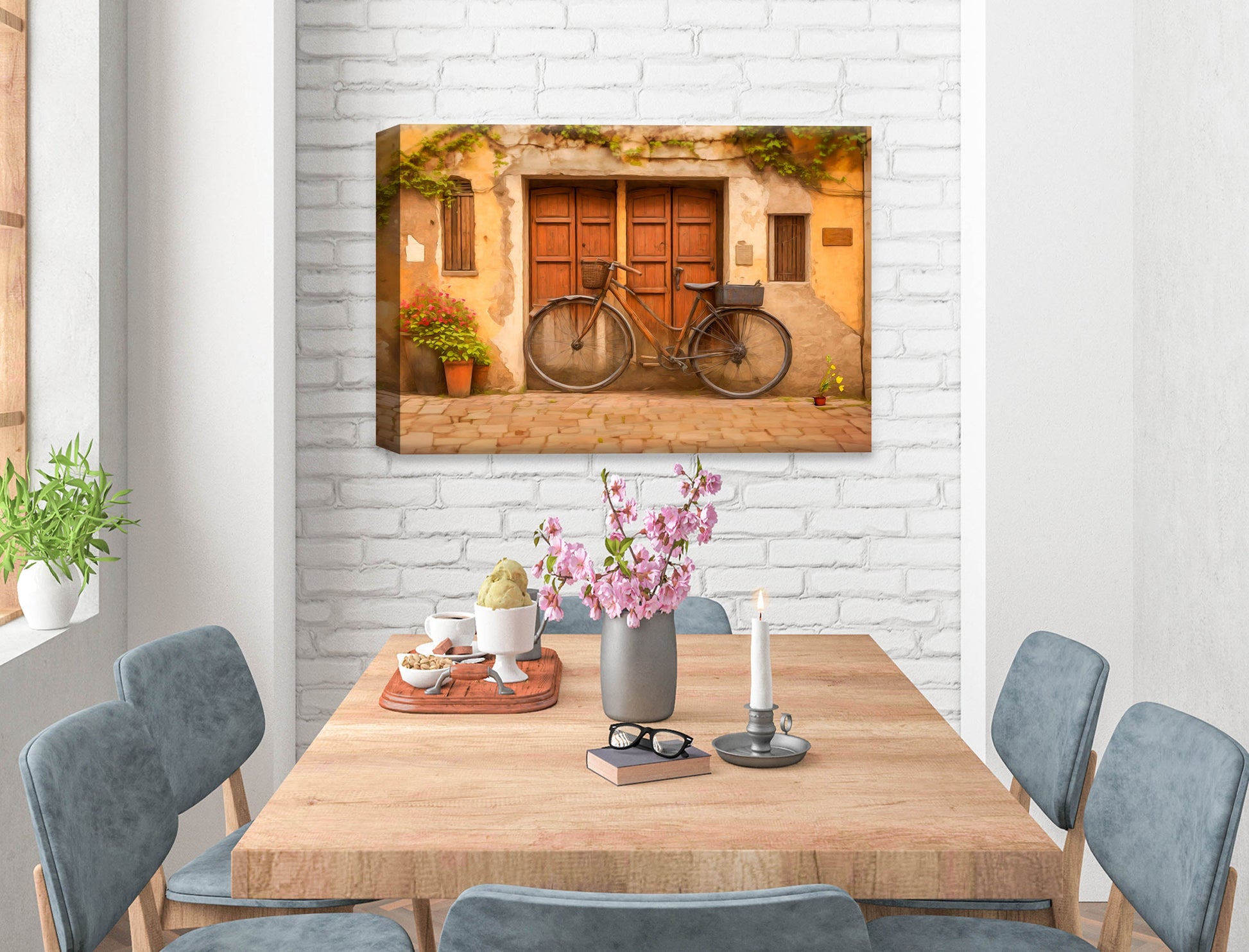 Vintage Bicycle - Canvas Wrap on Dining Room Wall