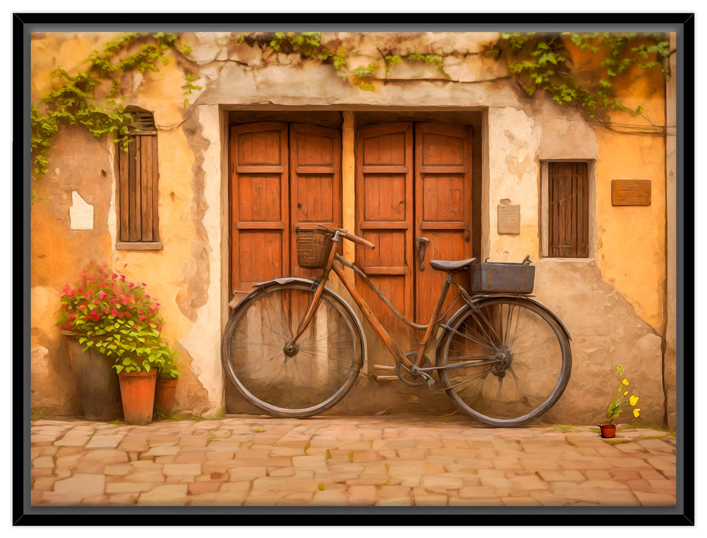 Vintage Bicycle - Canvas Wrap - Black Frame