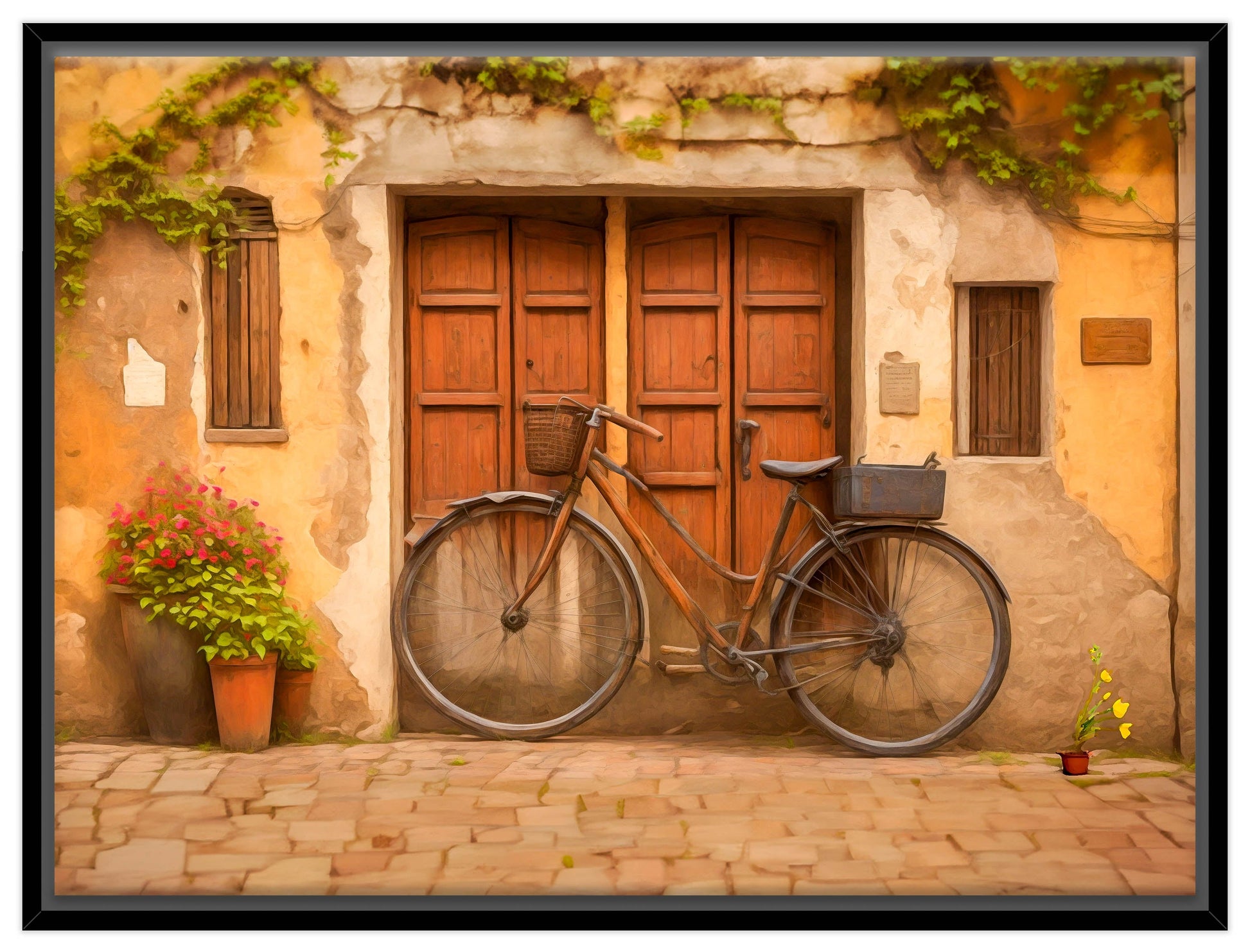 Vintage Bicycle - Canvas Wrap - Black Frame