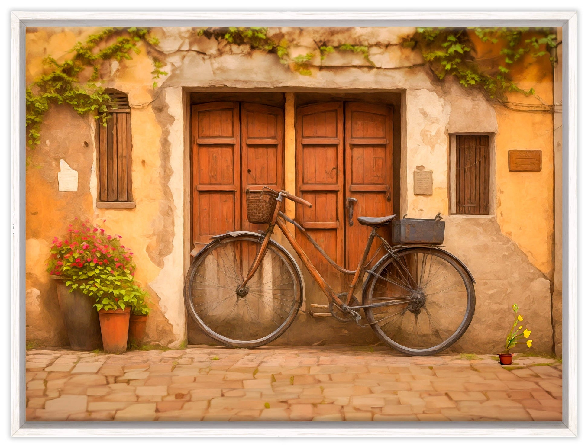 Vintage Bicycle - Canvas Wrap - White Frame