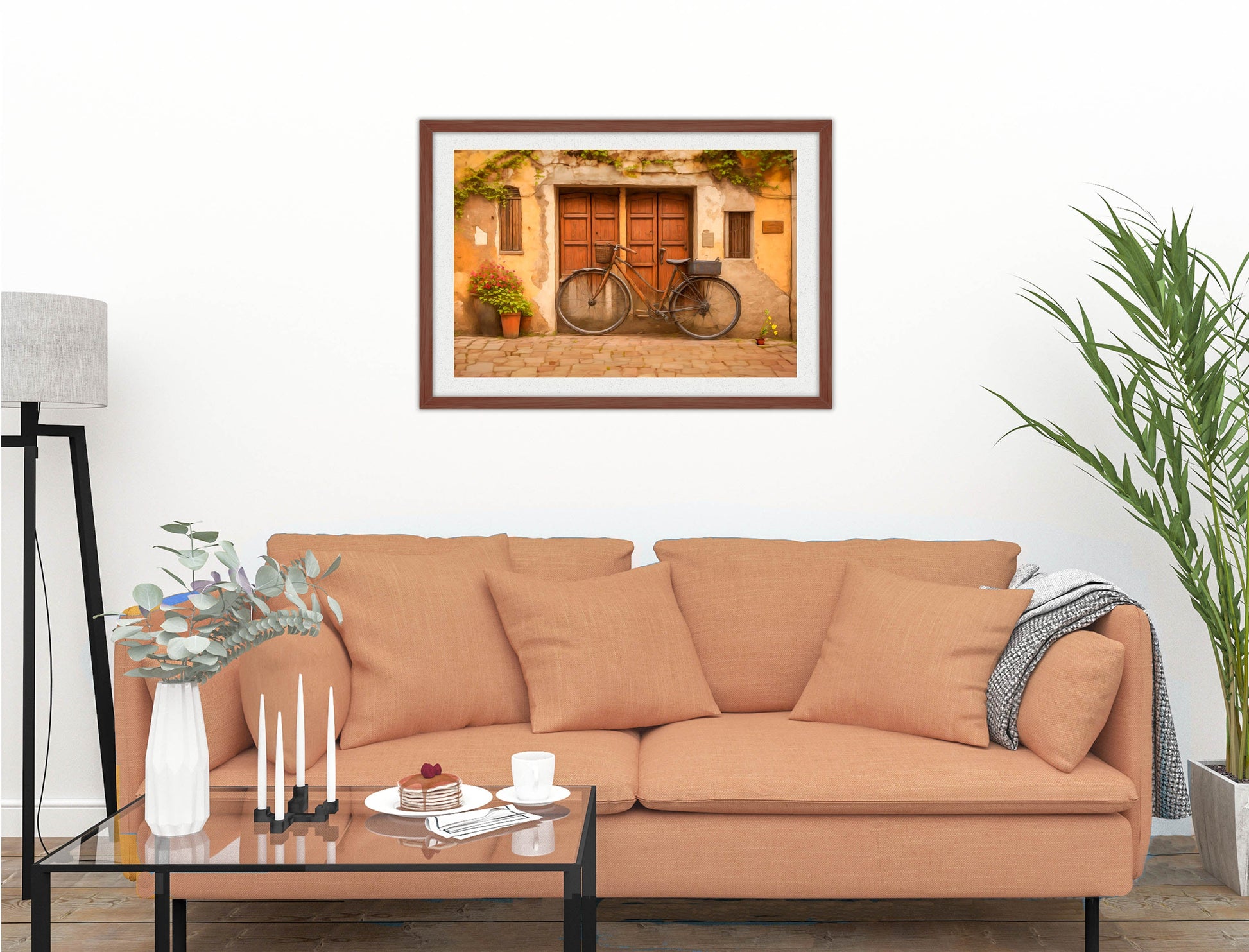 Vintage Bicycle - Framed Photo - Mahogany on Living Room1 Wall-1