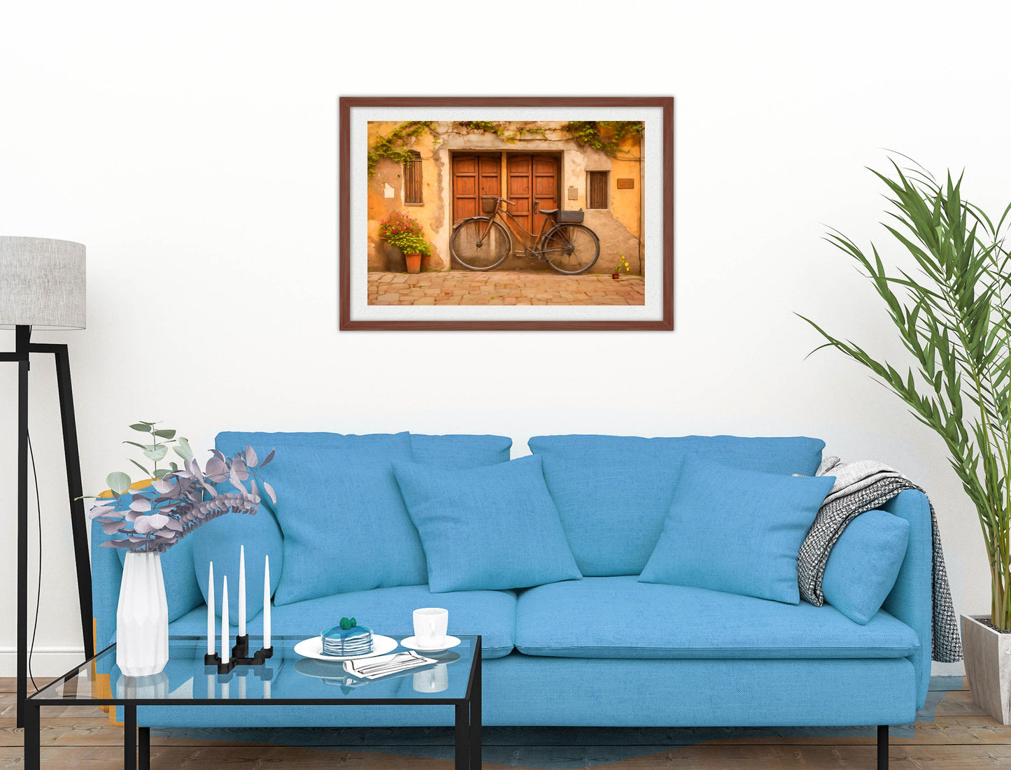 Vintage Bicycle - Framed Photo - Mahogany on Living Room1 Wall-2