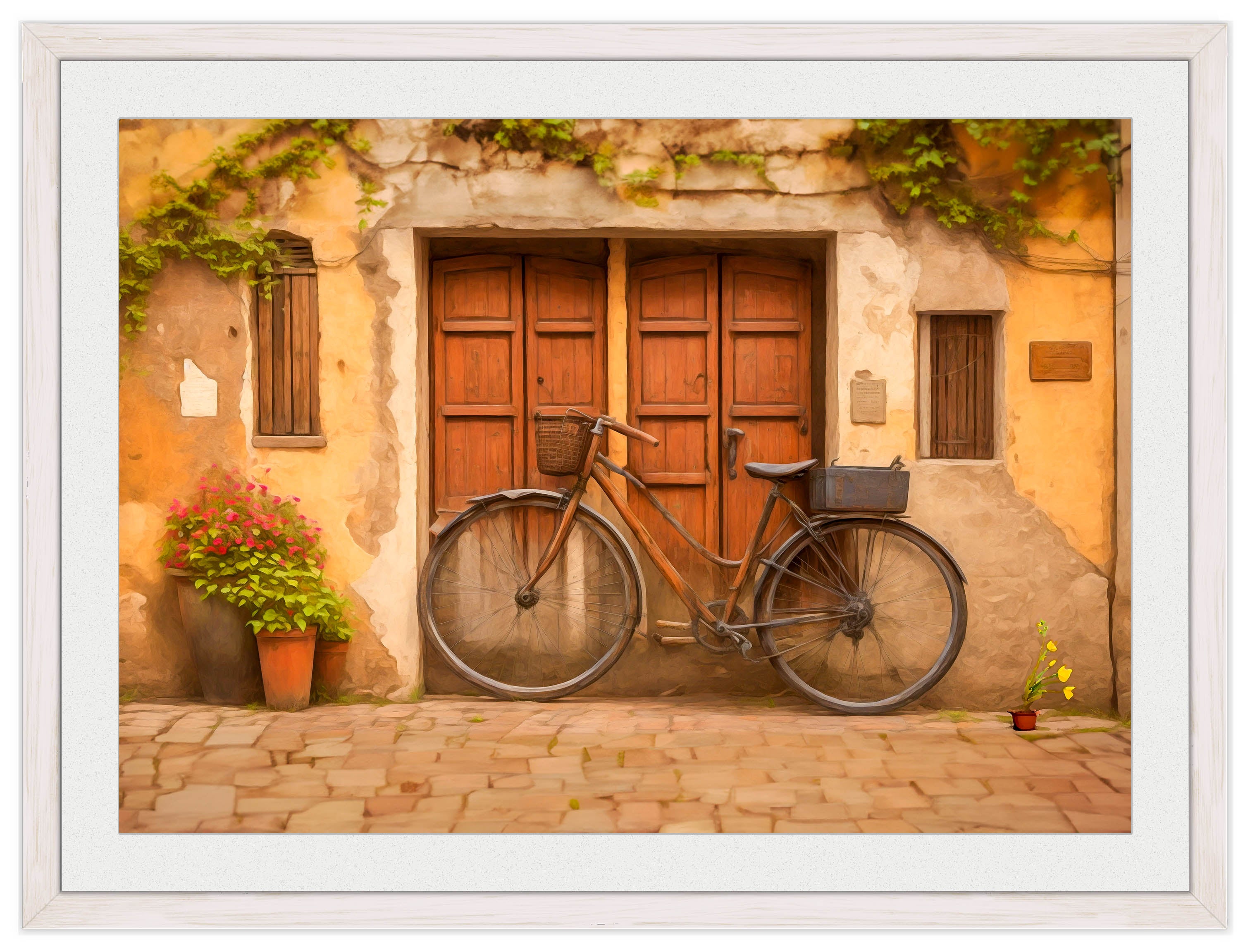 Vintage Bicycle - Framed Photo - White Frame