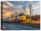 Train at Sunset - Full Canvas Wrap