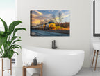Train at Sunset - Canvas Wrap on Bathroom Wall