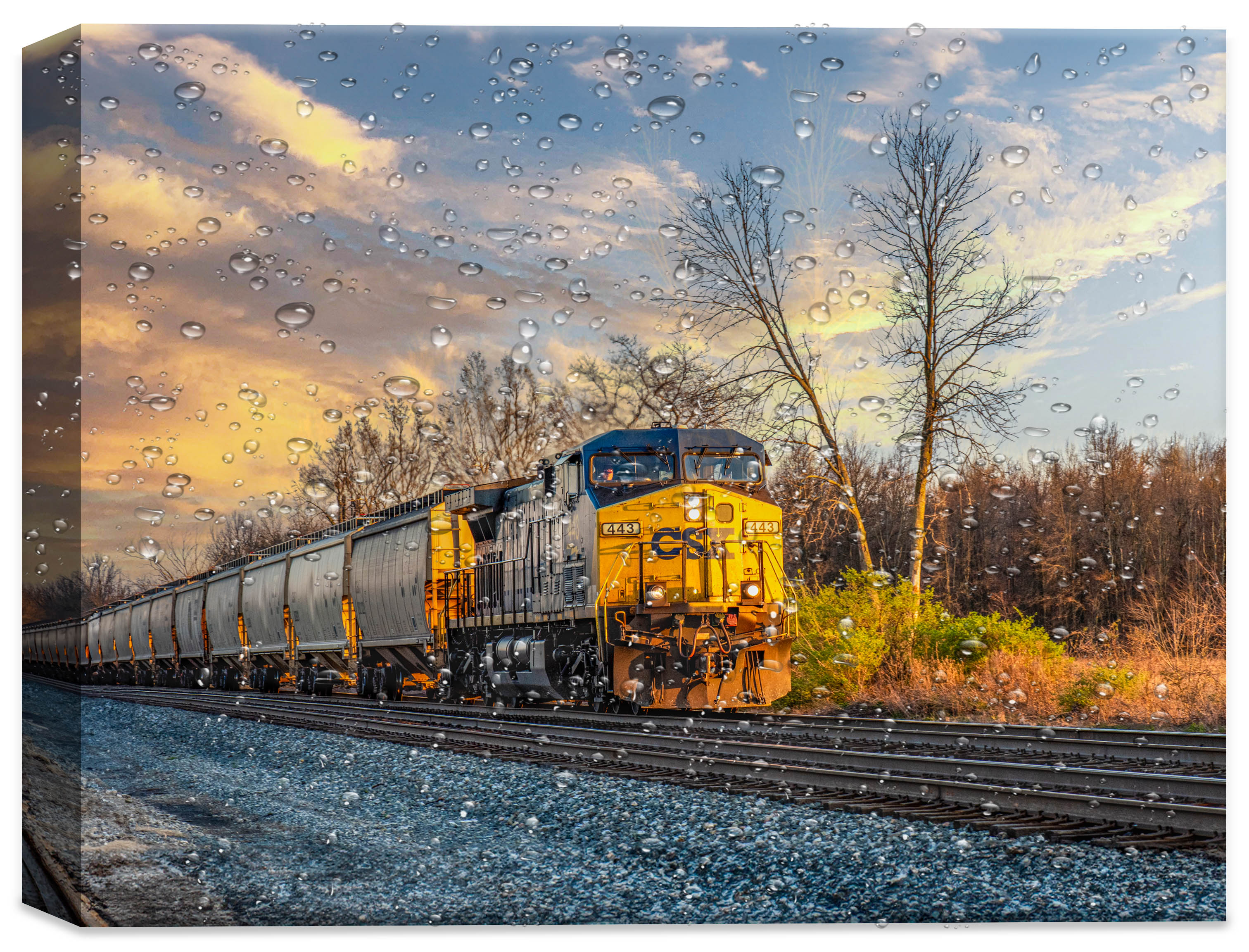 Train at Sunset - Canvas Wrap - Waterproof