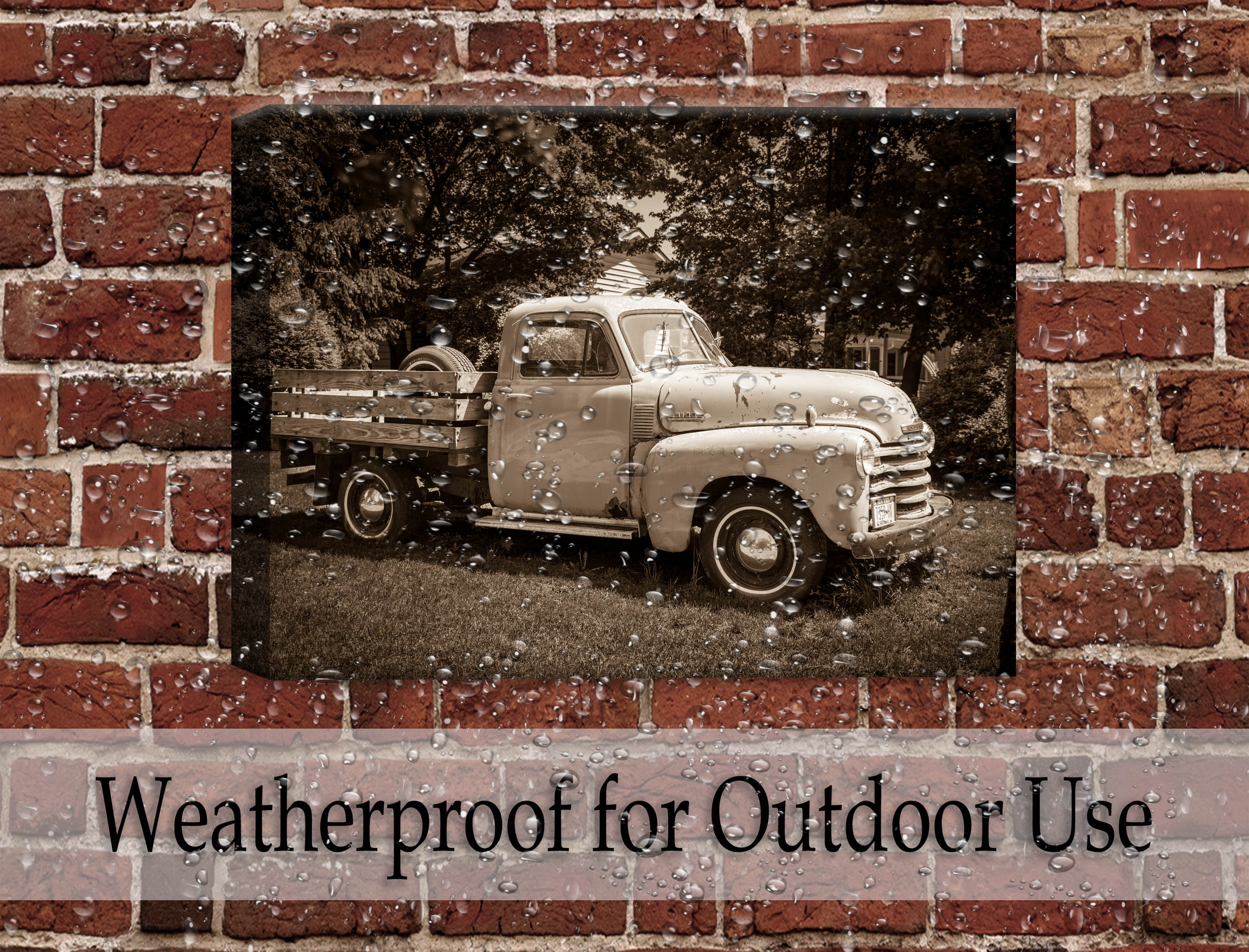 Vintage Pickup Truck  - Canvas Wrap on Outdoor Patio Wall