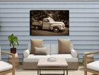 Vintage Pickup Truck  - Canvas Wrap on Outdoor Patio Wall with wood siding