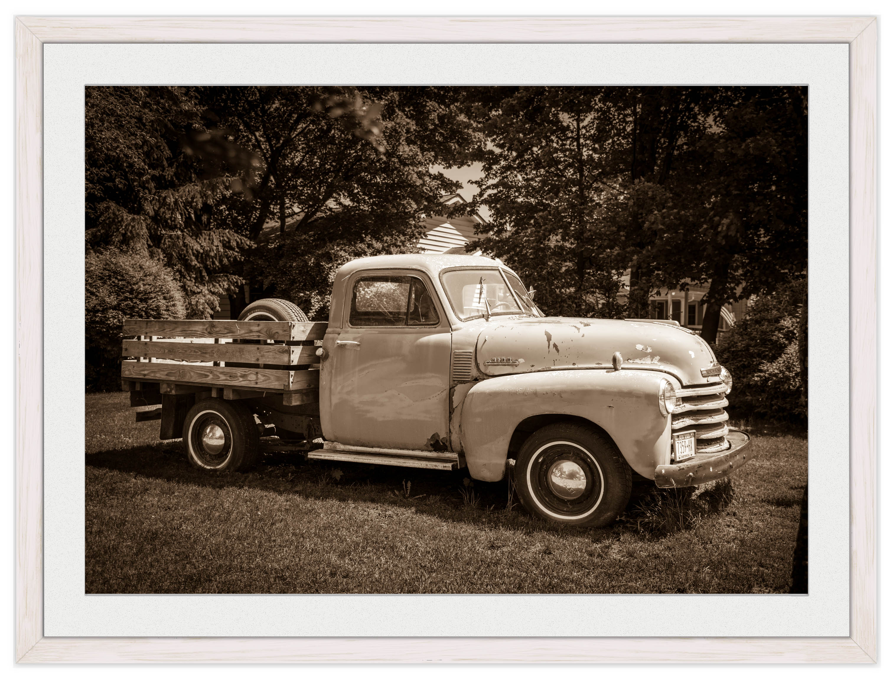 Vintage Pickup Truck  - Framed Photo - White Frame