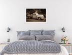 Vintage Pickup Truck  - Framed Photo - White Frame on Dining Room Room Wall