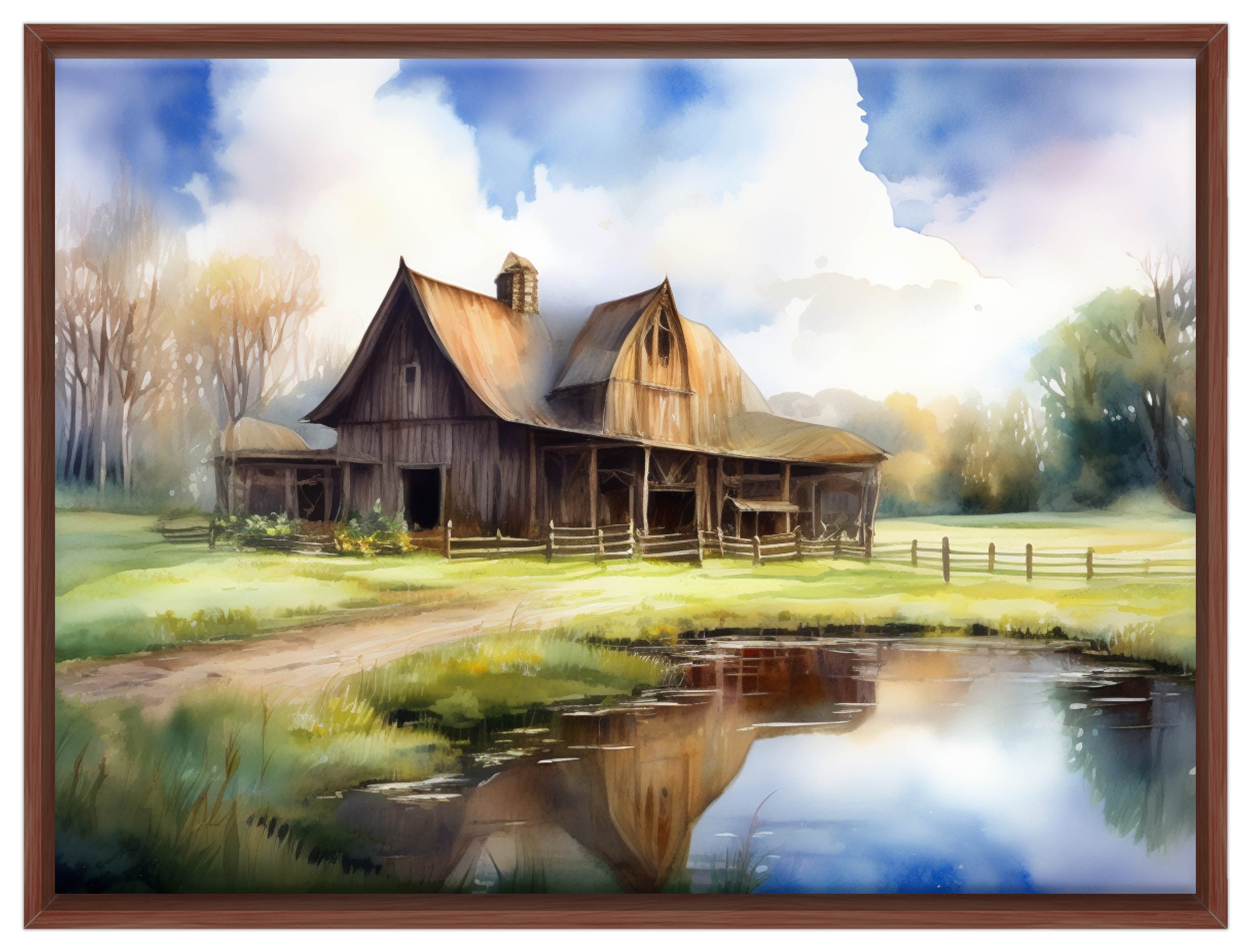 Barn - Canvas Wrap - Mahogany Frame