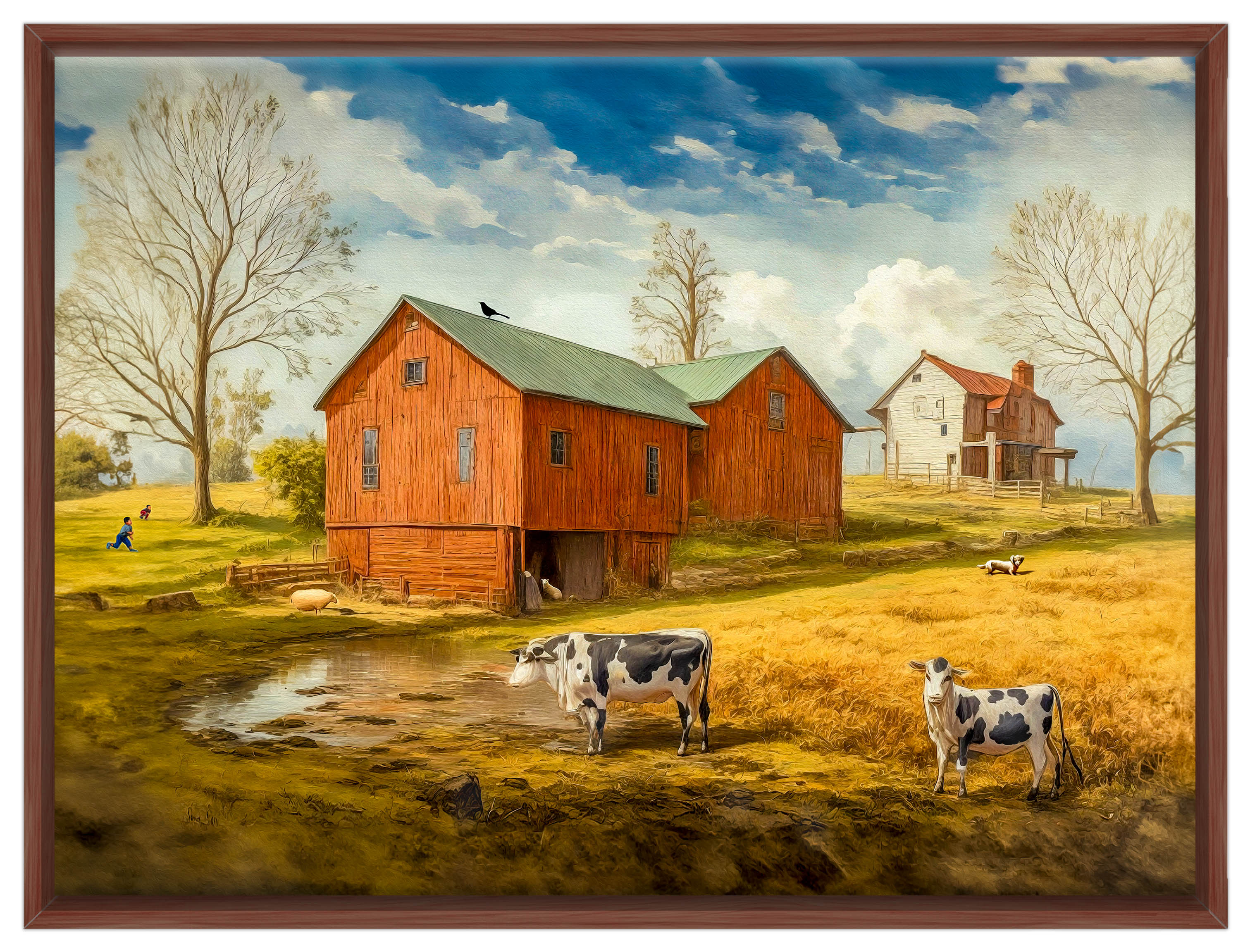 Farm Image - Canvas Wrap - Mahogany Frame