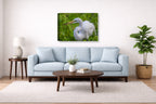 White Egret in Flight printed on canvas wall art displayed above a couch in a living room