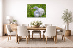 White Egret in Flight printed on aluminum metal with wall anchors. Hung on a dining room wall.