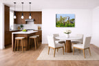 Blue Herons with Chicks printed on canvas wall art displayed on a wall in a dinette.