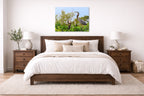 Blue Herons with Chicks printed on aluminum metal with wall anchors. Hung on a bedroom wall.