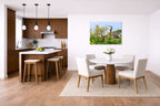 Blue Herons with Chicks printed on aluminum metal with wall anchors. Hung on a kitchen-dinette wall.