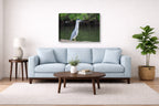 Night Heron Posing printed on canvas wall art displayed above a couch in a living room