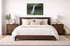 Night Heron Posing printed on aluminum metal with wall anchors. Hung on a bedroom wall.