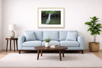 Night Heron Posing printed on fine art paper, framed on a oak frame and matted. Hung on a living room wall.