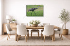 Sandhill Crane - Walking printed on canvas wall art displayed on a wall in the dinning room