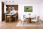 Sandhill Crane - Walking printed on canvas wall art displayed on a wall in a dinette.