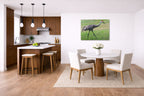 Sandhill Crane - Walking printed on aluminum metal with wall anchors. Hung on a kitchen-dinette wall.
