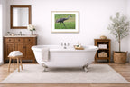 Sandhill Crane - Walking printed on fine art paper, framed on a oak frame and matted. Hung on a bathroom wall.