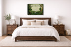 Irish Blessing with Celtic Icons printed on canvas wall art displayed on a wall above a bed.