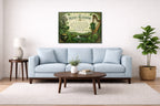 Irish Blessing with Celtic Icons printed on aluminum metal with wall anchors. Hung on a living room wall.