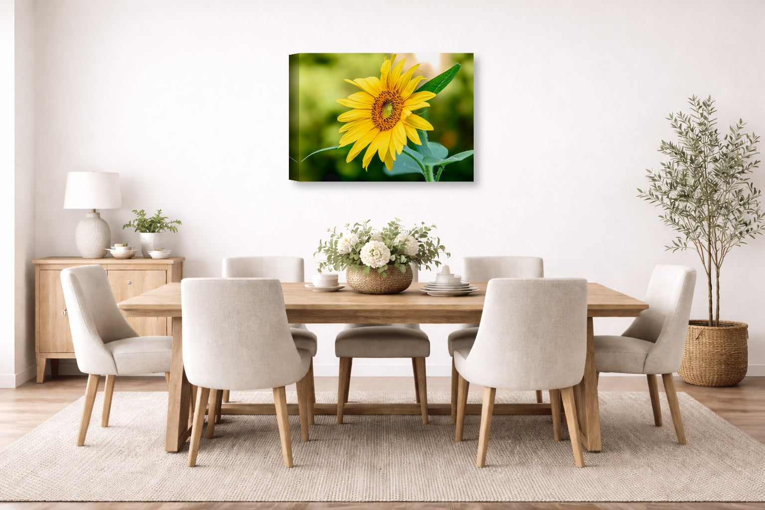 Petals of Gold printed on canvas wall art displayed on a wall in the dinning room