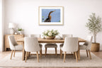 Patient Hunter - Anhinga printed on fine art paper, framed on a oak frame and matted. Hung on a dining room wall.