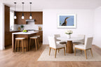 Patient Hunter - Anhinga printed on fine art paper, framed on a white frame and matted. Hung on a kitchen-dinette wall.