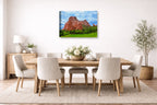 North Gateway Rock: Garden of the Gods printed on canvas wall art displayed on a wall in the dinning room