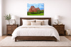 North Gateway Rock: Garden of the Gods printed on aluminum metal with wall anchors. Hung on a bedroom wall.