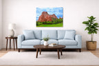 North Gateway Rock: Garden of the Gods printed on aluminum metal with wall anchors. Hung on a living room wall.