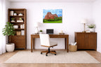 North Gateway Rock: Garden of the Gods printed on aluminum metal with wall anchors. Hung on a office wall.