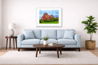 North Gateway Rock: Garden of the Gods printed on fine art paper, framed on a white frame and matted. Hung on a living room wall.