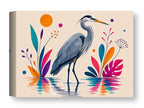 Blue Heron - Geometric Painting printed on water resistant canvas wrapped on a wood frame