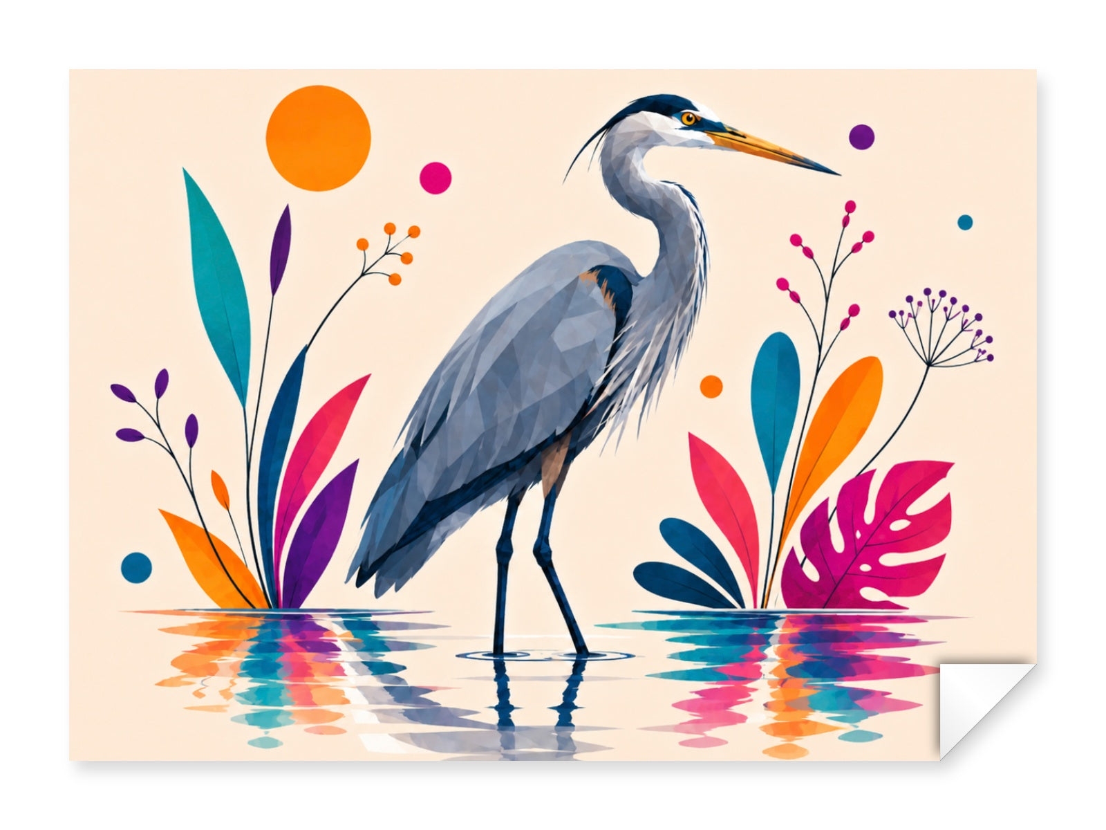 Blue Heron printed on fine art paper.