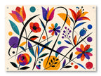 Colorful Geometric Abstract Botanical printed on water resistant canvas and mounted on a waterproof frame.