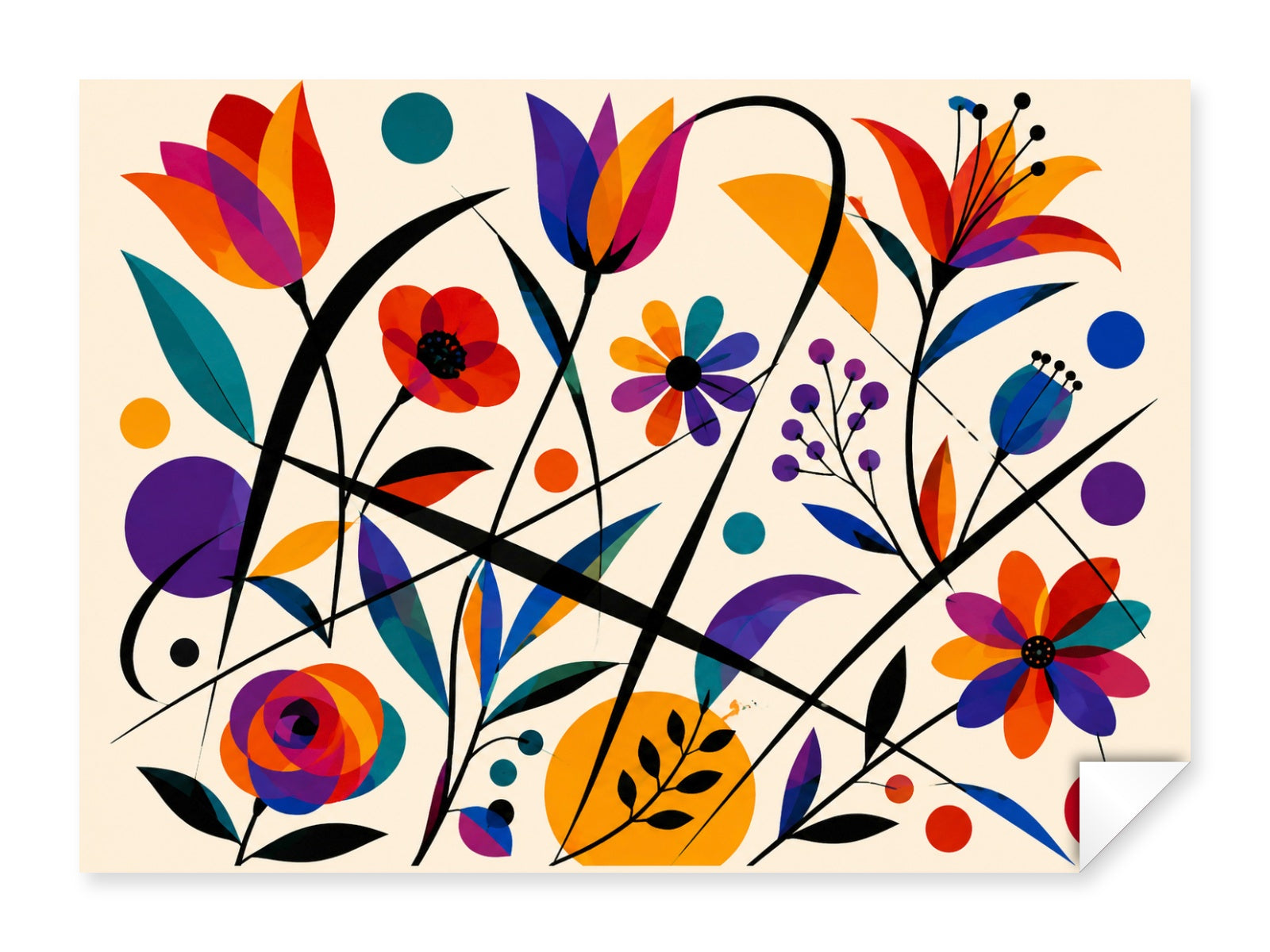 Colorful Geometric Abstract Botanical printed on fine art paper.