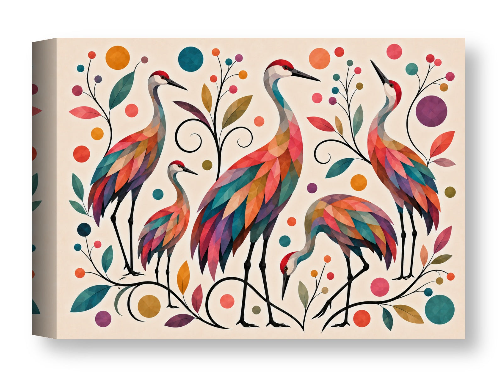 Sandhill Crane-Geometric Design printed on water resistant canvas wrapped on a wood frame