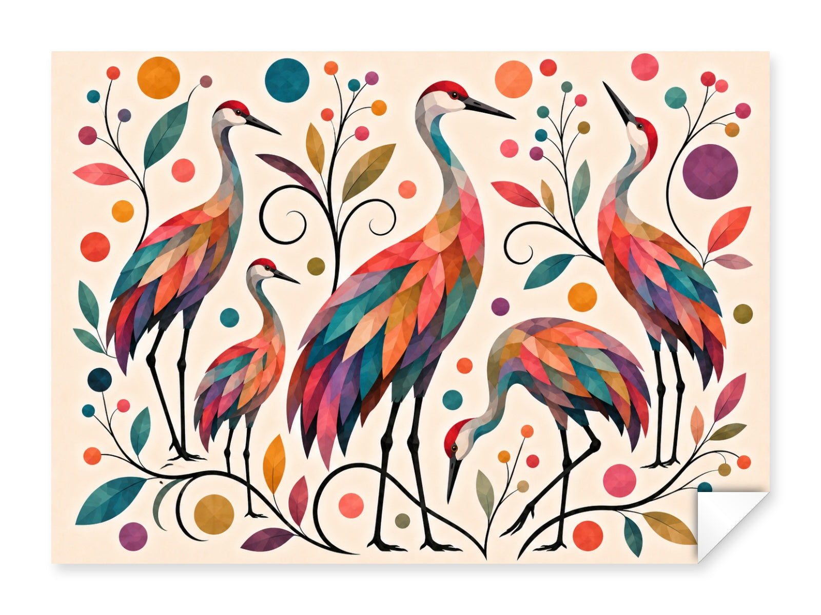 Sandhill Crane-Geometric Design printed on fine art paper.