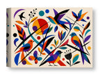 Geometric Bird Painting printed on water resistant canvas wrapped on a wood frame